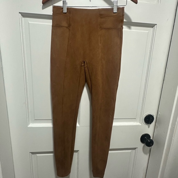SPANX- Faux Suede Leggings Rich Caramel Shaping Tummy Control Size small NWOT - Picture 2 of 6